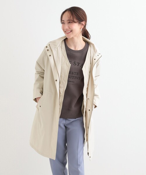 SHOO・LA・RUE（シューラルー）の「【撥水/防花粉/S-LL】ライナー付き ミリタリーフーデッドコート（その他アウター・レディース・ネイビー/カーキ/ベージュ・03/04/01/02）」の18枚目の写真