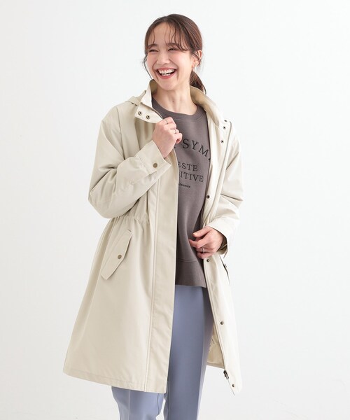 SHOO・LA・RUE（シューラルー）の「【撥水/防花粉/S-LL】ライナー付き ミリタリーフーデッドコート（その他アウター・レディース・ネイビー/カーキ/ベージュ・03/04/01/02）」の20枚目の写真