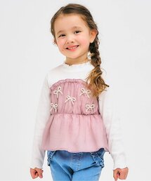 apres les cours | パールリボンドッキングトップス(Tシャツ/カットソー)