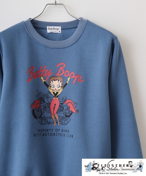 BETTY BOOP(ベティ・ブープ)の「BETTY BOOP(TM)裏起毛トレーナー(スウェット・メンズ・ブラック/オートミール/チャコール/オフホワイト/レッド/グレイッシュブルー・L/M/LL)」の5枚目の写真