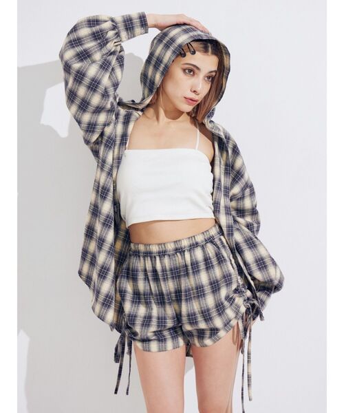 EVRIS（エヴリス）の「サイドギャザーチェックショートパンツ【セットアップ着用可能】（その他パンツ・レディース・レッド/ブルー・FREE）」の14枚目の写真