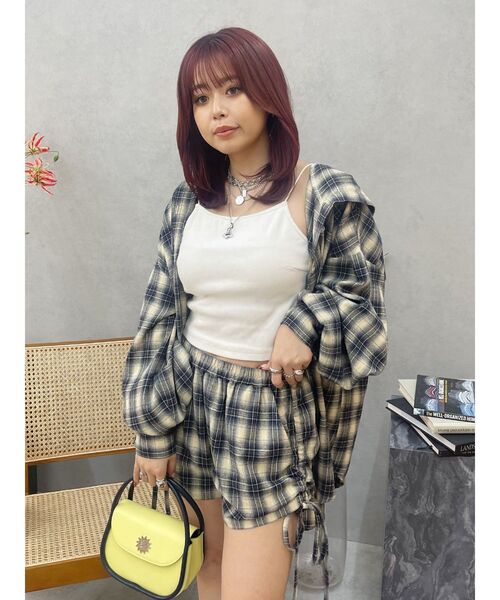 EVRIS（エヴリス）の「サイドギャザーチェックショートパンツ【セットアップ着用可能】（その他パンツ・レディース・レッド/ブルー・FREE）」の21枚目の写真