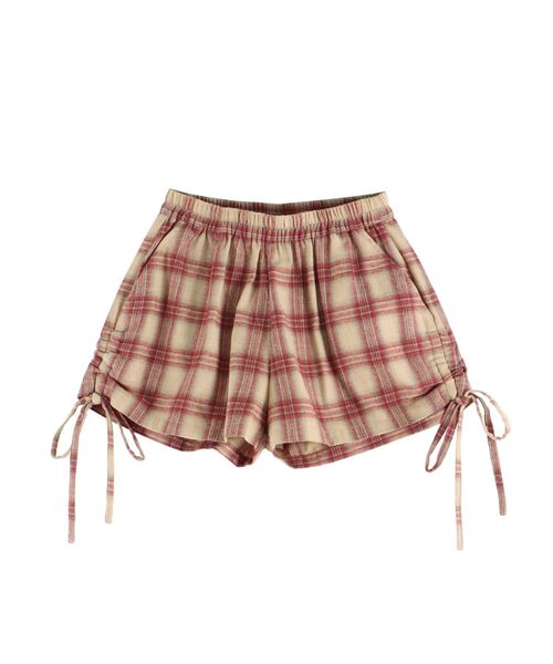 EVRIS（エヴリス）の「サイドギャザーチェックショートパンツ【セットアップ着用可能】（その他パンツ・レディース・レッド/ブルー・FREE）」の9枚目の写真