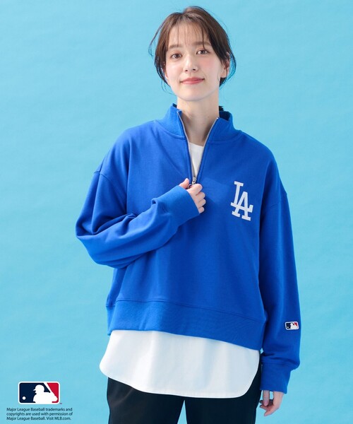 ANY(エニィ)の「MLB/メジャーリーグベースボール ジップスウェット(Tシャツ/カットソー・レディース・ブルー系/ホワイト系/ライトグレー系・4)」の4枚目の写真