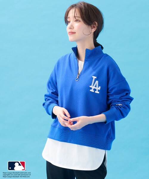 ANY(エニィ)の「MLB/メジャーリーグベースボール ジップスウェット(Tシャツ/カットソー・レディース・ブルー系/ホワイト系/ライトグレー系・4)」の5枚目の写真