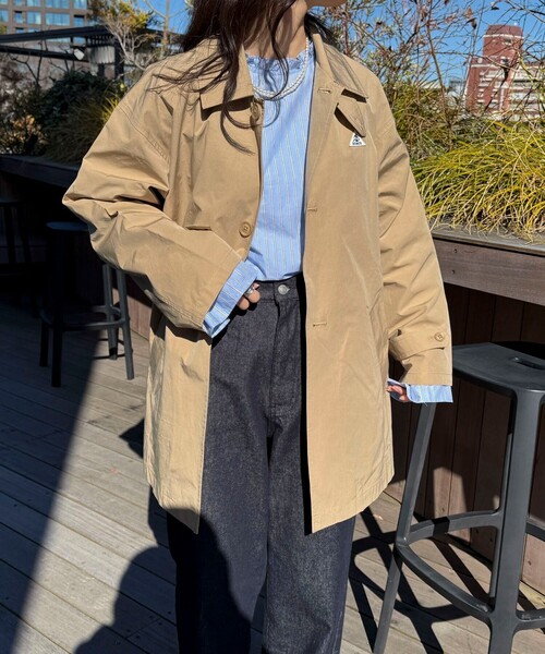 GEVACO（ゲバコ）の「【GEVACO/ゲバコ】ステンカラーミドル丈コート（ステンカラーコート・レディース・ネイビー/ミント/ベージュ・38）」の2枚目の写真