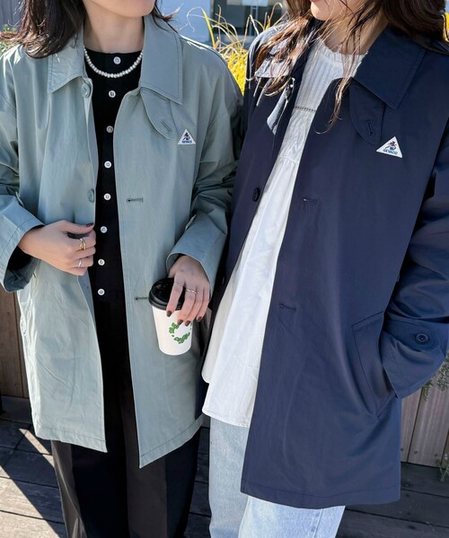 GEVACO（ゲバコ）の「【GEVACO/ゲバコ】ステンカラーミドル丈コート（ステンカラーコート・レディース・ネイビー/ミント/ベージュ・38）」の14枚目の写真