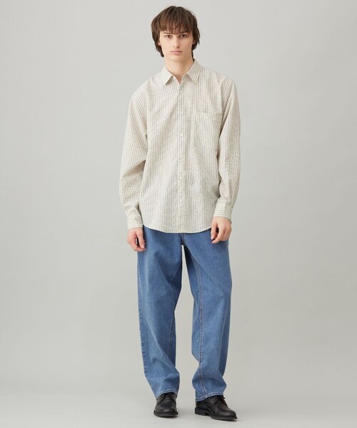 UNFILO(アンフィーロ)の「コットンライク レギュラーカラー シャツ(シャツ/ブラウス・メンズ・ブルー系1/ベージュ系3・SMALL/MEDIUM/LARGE/X-LARGE)」の6枚目の写真