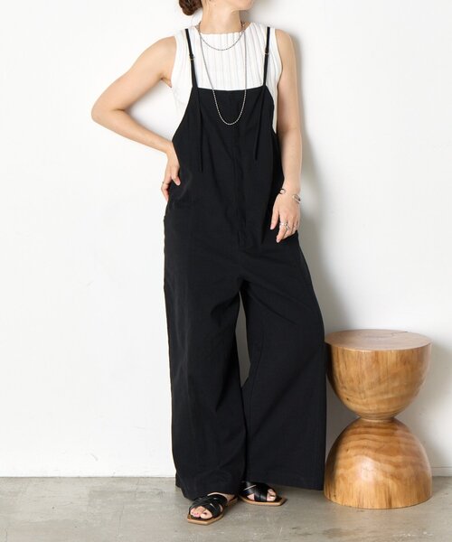 Jena espace merveilleux（ジェナ　エスパスメルヴェイユ）の「【昨年即完売アイテムが今年も登場】コットンストレッチサロペ（ワンピース・レディース・ブラック/オフホワイト・FREE）」の2枚目の写真