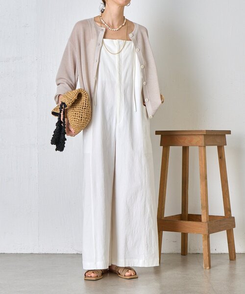 Jena espace merveilleux（ジェナ　エスパスメルヴェイユ）の「【昨年即完売アイテムが今年も登場】コットンストレッチサロペ（ワンピース・レディース・ブラック/オフホワイト・FREE）」の4枚目の写真