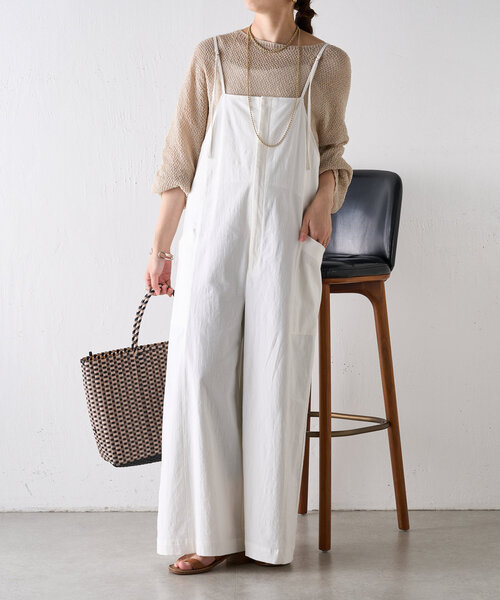 Jena espace merveilleux（ジェナ　エスパスメルヴェイユ）の「【昨年即完売アイテムが今年も登場】コットンストレッチサロペ（ワンピース・レディース・ブラック/オフホワイト・FREE）」の9枚目の写真