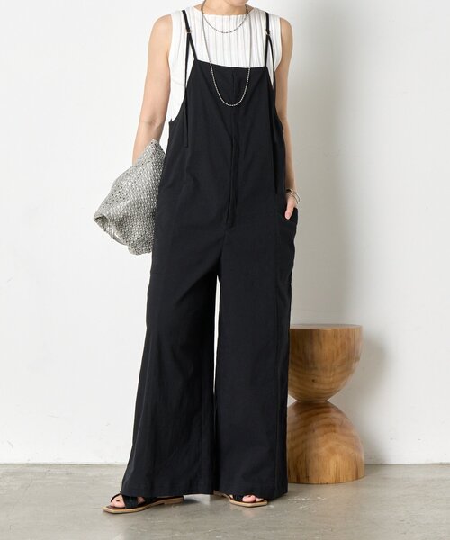 Jena espace merveilleux（ジェナ　エスパスメルヴェイユ）の「【昨年即完売アイテムが今年も登場】コットンストレッチサロペ（ワンピース・レディース・ブラック/オフホワイト・FREE）」の10枚目の写真