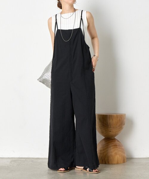 Jena espace merveilleux（ジェナ　エスパスメルヴェイユ）の「【昨年即完売アイテムが今年も登場】コットンストレッチサロペ（ワンピース・レディース・ブラック/オフホワイト・FREE）」の11枚目の写真