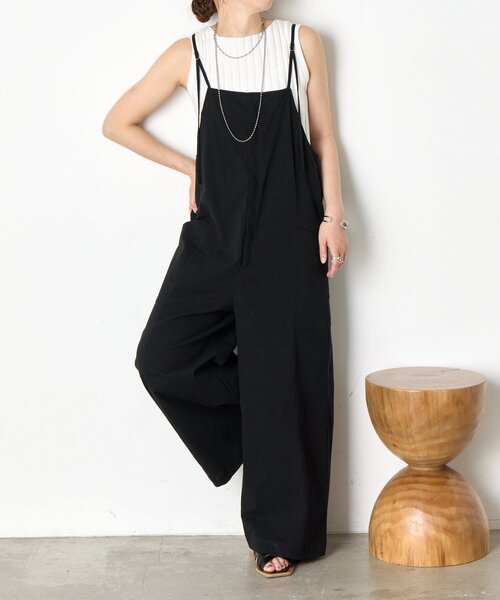 Jena espace merveilleux（ジェナ　エスパスメルヴェイユ）の「【昨年即完売アイテムが今年も登場】コットンストレッチサロペ（ワンピース・レディース・ブラック/オフホワイト・FREE）」の12枚目の写真