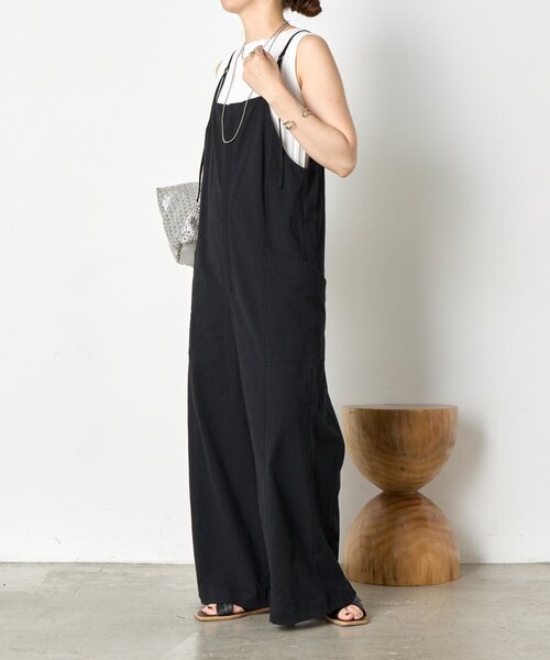 Jena espace merveilleux（ジェナ　エスパスメルヴェイユ）の「【昨年即完売アイテムが今年も登場】コットンストレッチサロペ（ワンピース・レディース・ブラック/オフホワイト・FREE）」の13枚目の写真