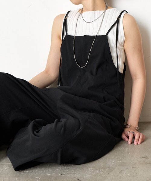 Jena espace merveilleux（ジェナ　エスパスメルヴェイユ）の「【昨年即完売アイテムが今年も登場】コットンストレッチサロペ（ワンピース・レディース・ブラック/オフホワイト・FREE）」の17枚目の写真