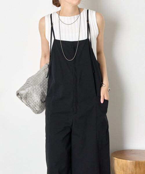 Jena espace merveilleux（ジェナ　エスパスメルヴェイユ）の「【昨年即完売アイテムが今年も登場】コットンストレッチサロペ（ワンピース・レディース・ブラック/オフホワイト・FREE）」の18枚目の写真