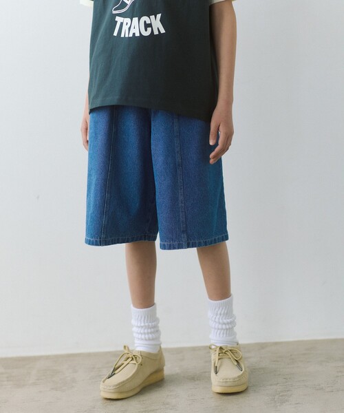 green label relaxing(グリーンレーベルリラクシング)の「デニム ショートパンツ / キッズ 140cm-160cm(デニムパンツ・キッズ・ブラック/コバルトブルー・140cm/150cm/160cm)」の1枚目の写真