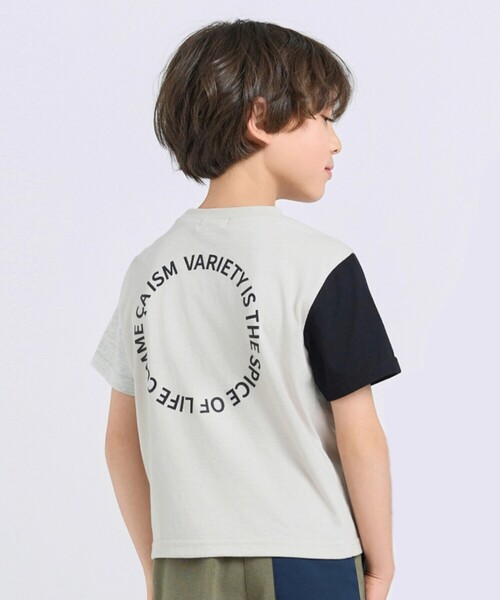 COMME CA ISM(コムサイズム)の「サークルプリント 半袖Tシャツ(Tシャツ/カットソー・キッズ・サックスブルー/ホワイト/ブラック/グレイッシュベージュ・120cm/110cm/130cm/100cm/150cm/140cm)」の1枚目の写真