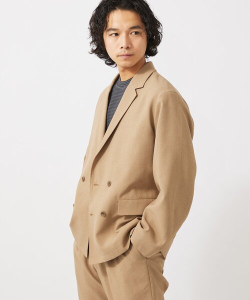 JOURNAL STANDARD relume(ジャーナルスタンダード レリューム)の「TECHメランジ ウォッシャブル ダブルジャケット(セットアップ着用可)(テーラードジャケット・メンズ・ブラックミックス/ライトグレー/ベージュ系その他/ナチュラル・MEDIUM/LARGE)」の4枚目の写真