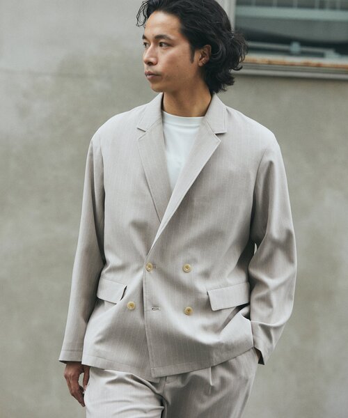 JOURNAL STANDARD relume(ジャーナルスタンダード レリューム)の「TECHメランジ ウォッシャブル ダブルジャケット(セットアップ着用可)(テーラードジャケット・メンズ・ブラックミックス/ライトグレー/ベージュ系その他/ナチュラル・MEDIUM/LARGE)」の6枚目の写真