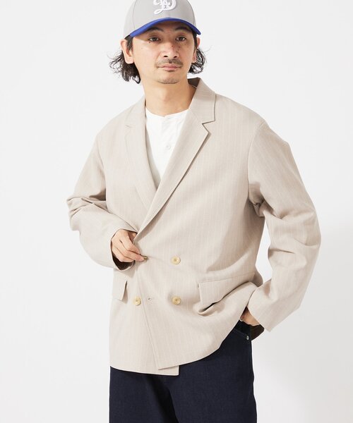 JOURNAL STANDARD relume(ジャーナルスタンダード レリューム)の「TECHメランジ ウォッシャブル ダブルジャケット(セットアップ着用可)(テーラードジャケット・メンズ・ブラックミックス/ライトグレー/ベージュ系その他/ナチュラル・MEDIUM/LARGE)」の9枚目の写真