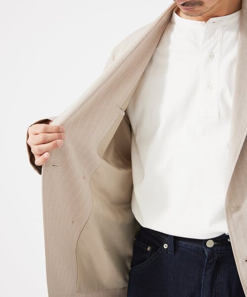 JOURNAL STANDARD relume(ジャーナルスタンダード レリューム)の「TECHメランジ ウォッシャブル ダブルジャケット(セットアップ着用可)(テーラードジャケット・メンズ・ブラックミックス/ライトグレー/ベージュ系その他/ナチュラル・MEDIUM/LARGE)」の11枚目の写真