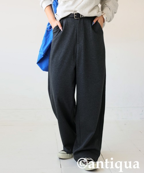 antiqua(アンティカ)の「ポンチタックパンツ(その他パンツ・レディース・グレー系その他/ブラウン系その他/ブラック/杢グレー/オートミール・MEDIUM/LARGE)」の3枚目の写真