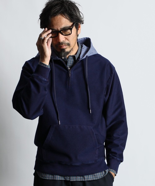 セール】[INDIGO LABEL] INDIGO SWITCHING PARKA：インディゴ