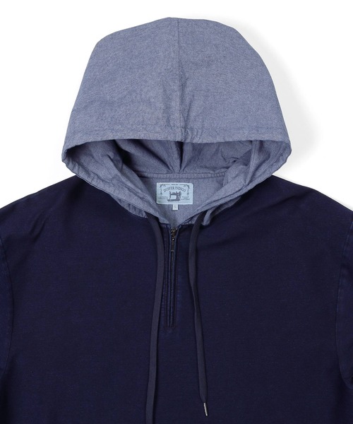 The DUFFER of ST.GEORGE（ザダファーオブセントジョージ）の「[INDIGO LABEL] INDIGO SWITCHING PARKA：インディゴ 切替デザイン ハーフジップパーカー（パーカー・メンズ・インディゴブルー・MEDIUM/LARGE/X-LARGE）」の9枚目の写真