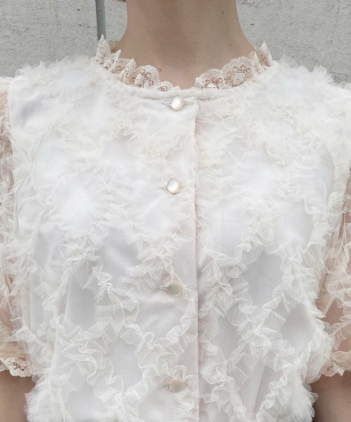 F i.n.t（フィント）の「チュールフリルチェックブラウス/ fint　フィント（シャツ/ブラウス・レディース・ピンクベージュ/ホワイト・FREE）」の21枚目の写真