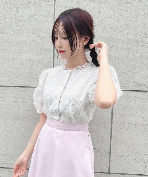 F i.n.t（フィント）の「チュールフリルチェックブラウス/ fint　フィント（シャツ/ブラウス・レディース・ピンクベージュ/ホワイト・FREE）」の8枚目の写真