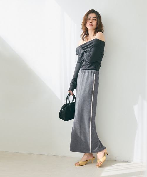 coca（coca）（コカ）の「エンボスラインスカート（スカート・レディース・グレー/ブラック・M/L/S）」の9枚目の写真