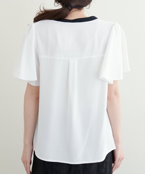 natural couture(ナチュラルクチュール)の「【WEB限定】配色リボンタイフレアスリーブブラウス(シャツ/ブラウス・レディース・アイボリー/グレー/ミント/ネイビー/ドット・FREE)」の22枚目の写真