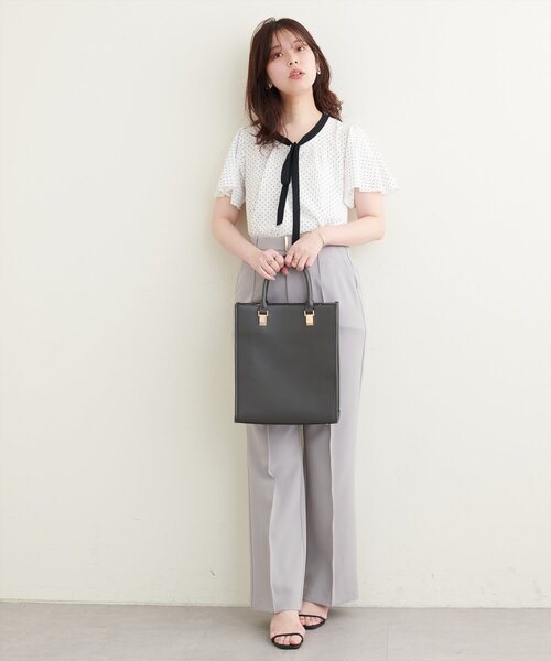 natural couture(ナチュラルクチュール)の「【WEB限定】配色リボンタイフレアスリーブブラウス(シャツ/ブラウス・レディース・アイボリー/グレー/ミント/ネイビー/ドット・FREE)」の18枚目の写真