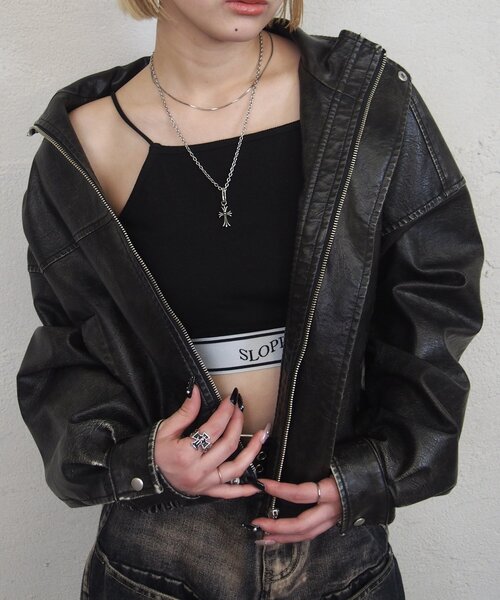 WHO'S WHO gallery（フーズフーギャラリー）の「【SLOPPY/スロッピー】ラインゴムキャミ（キャミソール・レディース・ブラック/ホワイト/グレー・FREE）」の2枚目の写真