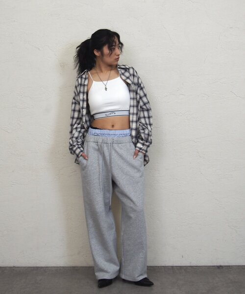 WHO'S WHO gallery（フーズフーギャラリー）の「【SLOPPY/スロッピー】ラインゴムキャミ（キャミソール・レディース・ブラック/ホワイト/グレー・FREE）」の5枚目の写真