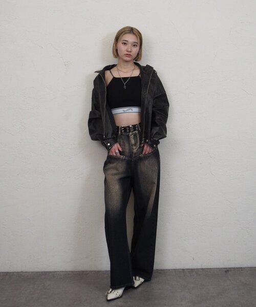 WHO'S WHO gallery（フーズフーギャラリー）の「【SLOPPY/スロッピー】ラインゴムキャミ（キャミソール・レディース・ブラック/ホワイト/グレー・FREE）」の8枚目の写真