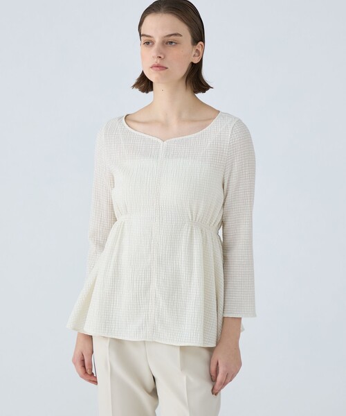 セール】モザイクジャージー ウエストギャザープルオーバー（Tシャツ