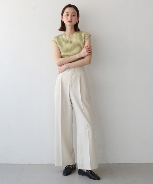 CLEIO（クレイオ）の「【CLEIO】二重臼フレンチスリーブサマーニット DOUBLE MILL FRENCH SLEEVE KNIT/986-13605（Tシャツ/カットソー・レディース・ライトグリーン/アイボリー/サックスブルー/テラコッタ・FREE）」の9枚目の写真