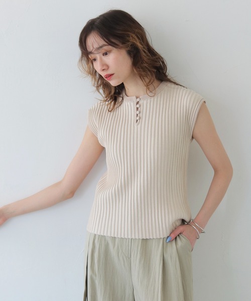 CLEIO（クレイオ）の「【CLEIO】二重臼フレンチスリーブサマーニット DOUBLE MILL FRENCH SLEEVE KNIT/986-13605（Tシャツ/カットソー・レディース・ライトグリーン/アイボリー/サックスブルー/テラコッタ・FREE）」の22枚目の写真