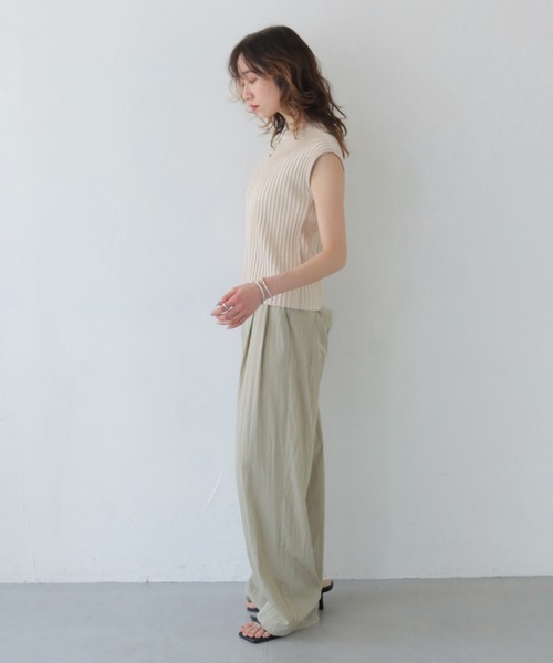 CLEIO（クレイオ）の「【CLEIO】二重臼フレンチスリーブサマーニット DOUBLE MILL FRENCH SLEEVE KNIT/986-13605（Tシャツ/カットソー・レディース・ライトグリーン/アイボリー/サックスブルー/テラコッタ・FREE）」の5枚目の写真