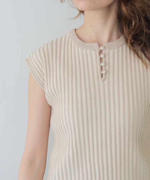 CLEIO（クレイオ）の「【CLEIO】二重臼フレンチスリーブサマーニット DOUBLE MILL FRENCH SLEEVE KNIT/986-13605（Tシャツ/カットソー・レディース・ライトグリーン/アイボリー/サックスブルー/テラコッタ・FREE）」の7枚目の写真