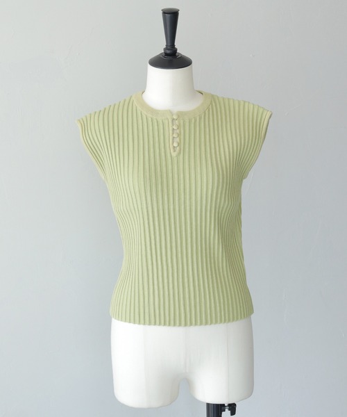 CLEIO（クレイオ）の「【CLEIO】二重臼フレンチスリーブサマーニット DOUBLE MILL FRENCH SLEEVE KNIT/986-13605（Tシャツ/カットソー・レディース・ライトグリーン/アイボリー/サックスブルー/テラコッタ・FREE）」の14枚目の写真