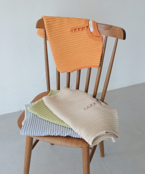 CLEIO（クレイオ）の「【CLEIO】二重臼フレンチスリーブサマーニット DOUBLE MILL FRENCH SLEEVE KNIT/986-13605（Tシャツ/カットソー・レディース・ライトグリーン/アイボリー/サックスブルー/テラコッタ・FREE）」の11枚目の写真