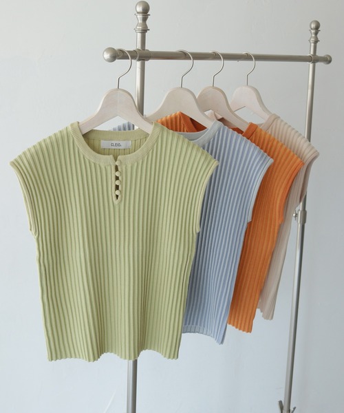CLEIO（クレイオ）の「【CLEIO】二重臼フレンチスリーブサマーニット DOUBLE MILL FRENCH SLEEVE KNIT/986-13605（Tシャツ/カットソー・レディース・ライトグリーン/アイボリー/サックスブルー/テラコッタ・FREE）」の12枚目の写真