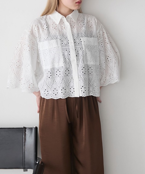 forksy.】スカラップレースシャツブラウス（シャツ/ブラウス）｜forksy