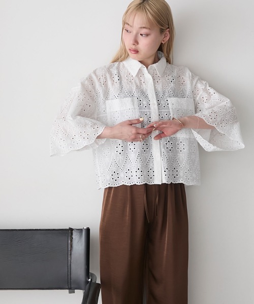forksy.】スカラップレースシャツブラウス（シャツ/ブラウス）｜forksy