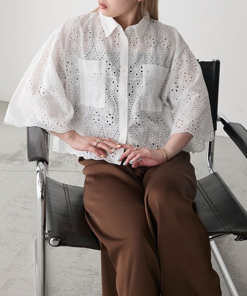 forksy.】スカラップレースシャツブラウス forksy.│MONO-MART