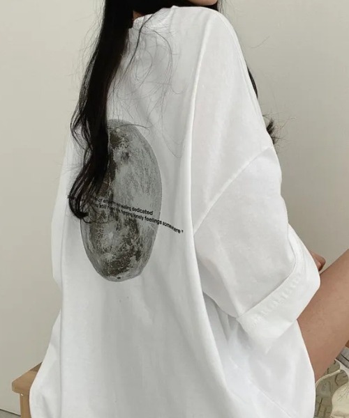 Teem Store(チームストア)の「ムーンプリントオーバーサイズビッグTシャツ(Tシャツ/カットソー・レディース・ブラック/グレー/ブルー/ホワイト・M/L)」の10枚目の写真